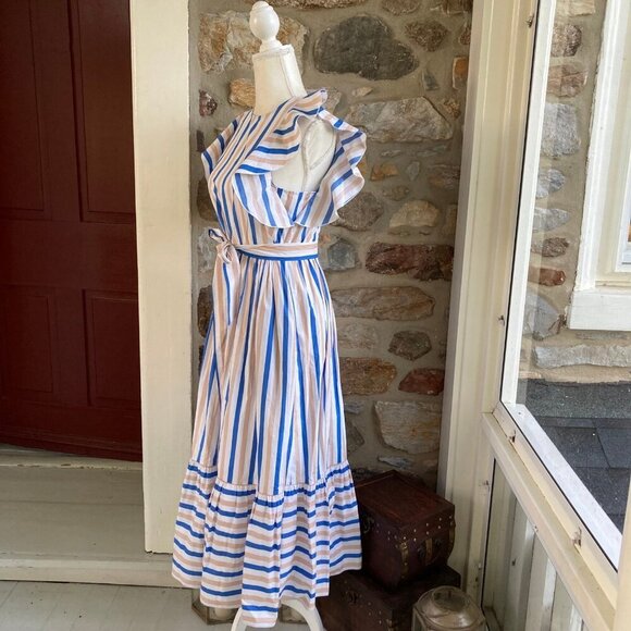 NWT Kate Spade New York stripe poplin cap-sleeve midi dress Womens 4 - Picture 7 of 12